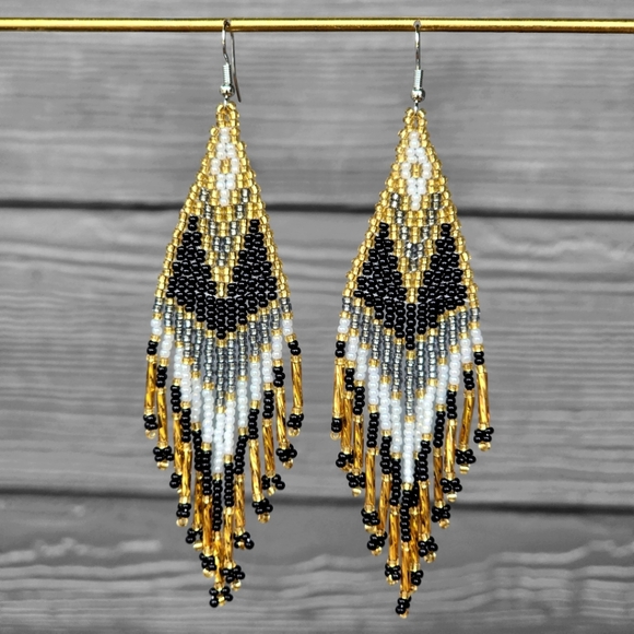 Boheme Jewelry - Handmade Brie Tribal Earrings Glass Sead beads Ethnic Style Jewelry Boho Black